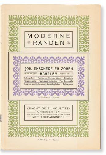 [SPECIMEN BOOK — K. VAN LEEUWEN]. Moderne Randen / Krachtige Silhouette-Ornamenten. Joh. Enschedé en Zonen, Haarlem. 1909.